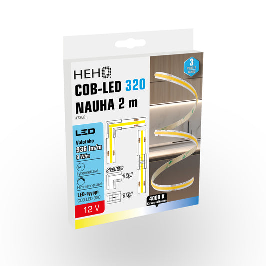 COB-LED 320 NAUHA 2 m, 936 lm/m, 8 W/m, 4000 K, 12 V