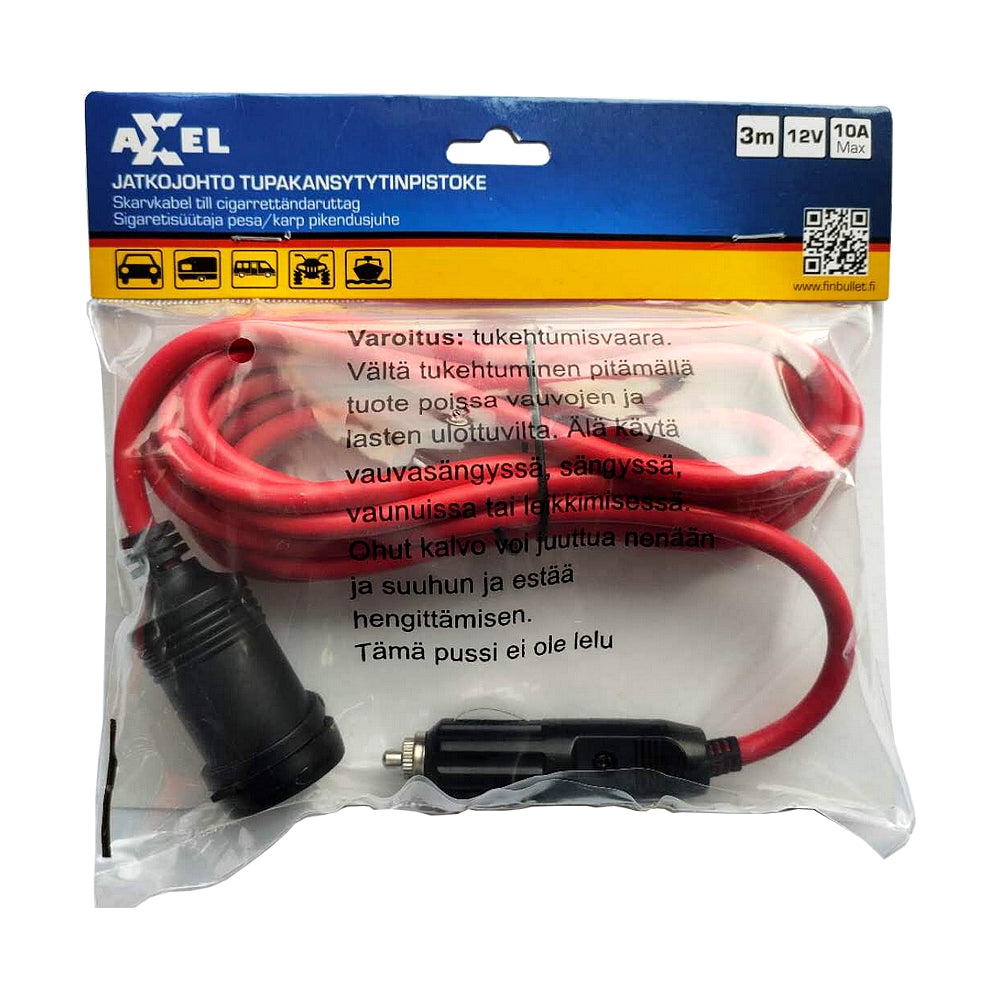 Axxel Extension cord 3m with cigarette lighter plug