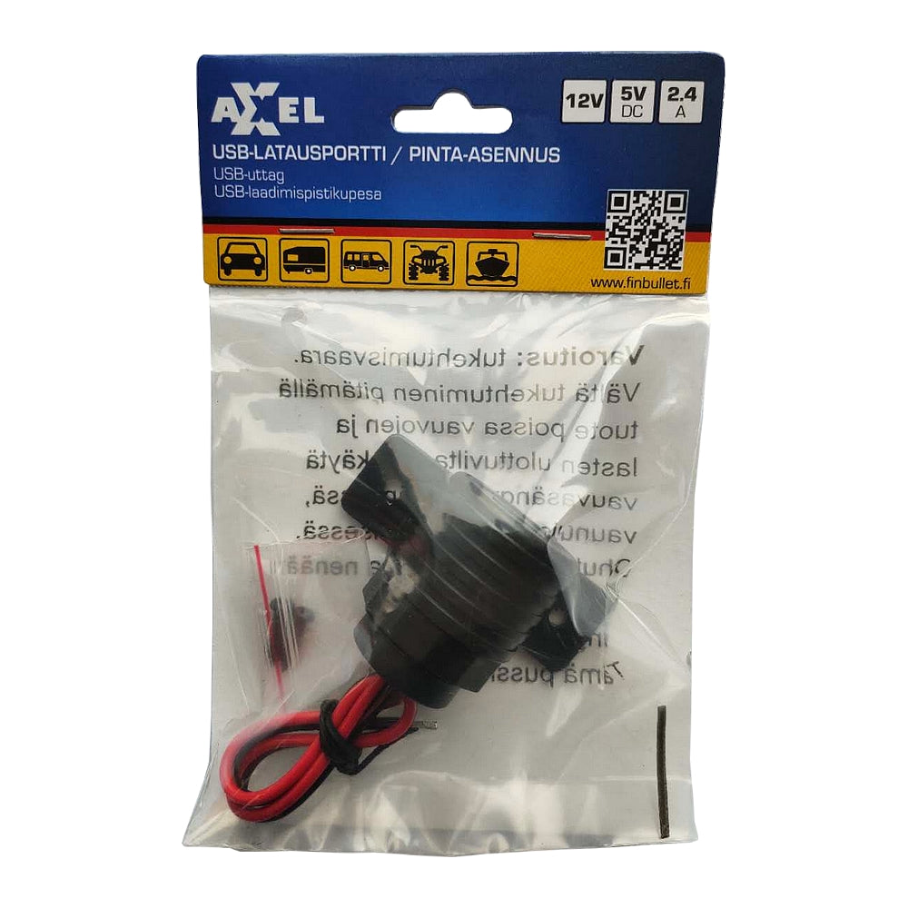 Axxel USB-latausportti 12V 5V DC pinta-asennettava