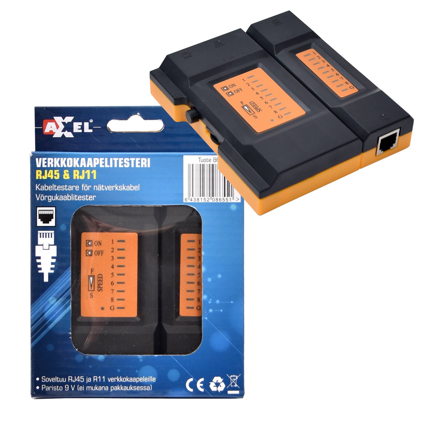 Axxel Verkkokaapelitesteri RJ11 & RJ45