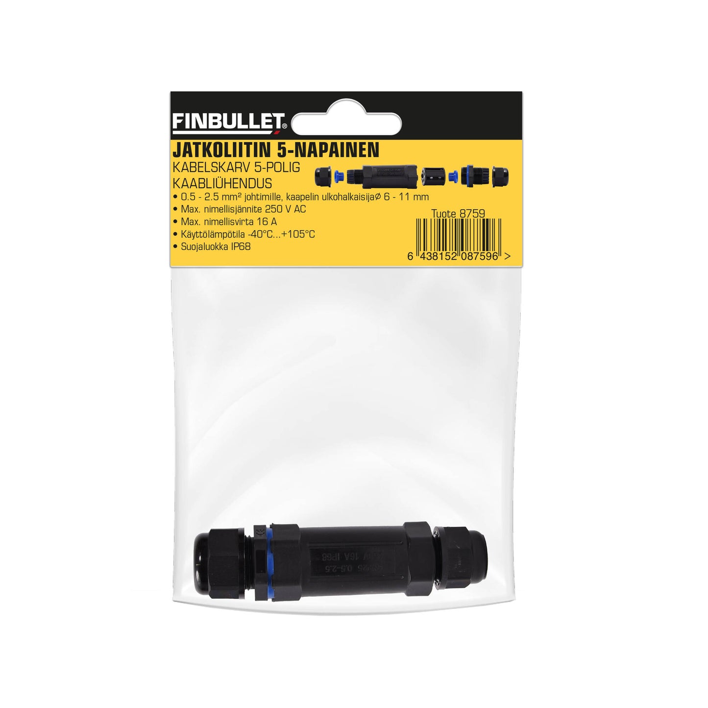 Finbullet Extension connector 5-pin IP68 0.5-2.5mm²