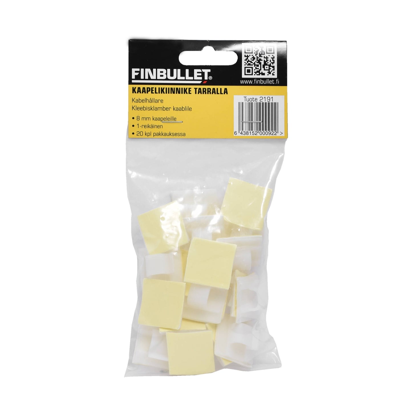 Finbullet Kaapelikiinnike tarralla 20kpl 8mm