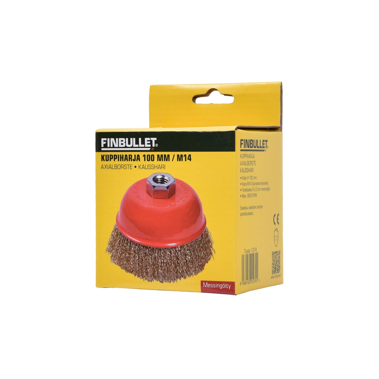Finbullet Cup brush brass plated for angle grinder 100 mm M14