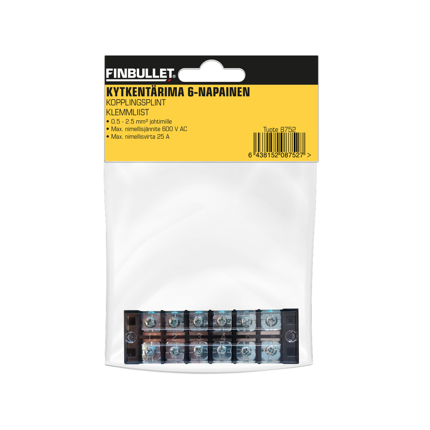 Finbullet Kytkentärima 6-napainen 0.5-2.5mm²