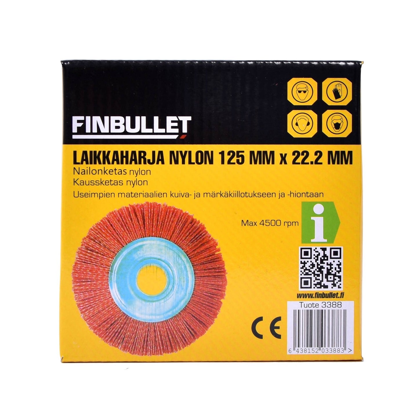 Finbullet Laikkaharja nylon 125 mm x 22.2 mm
