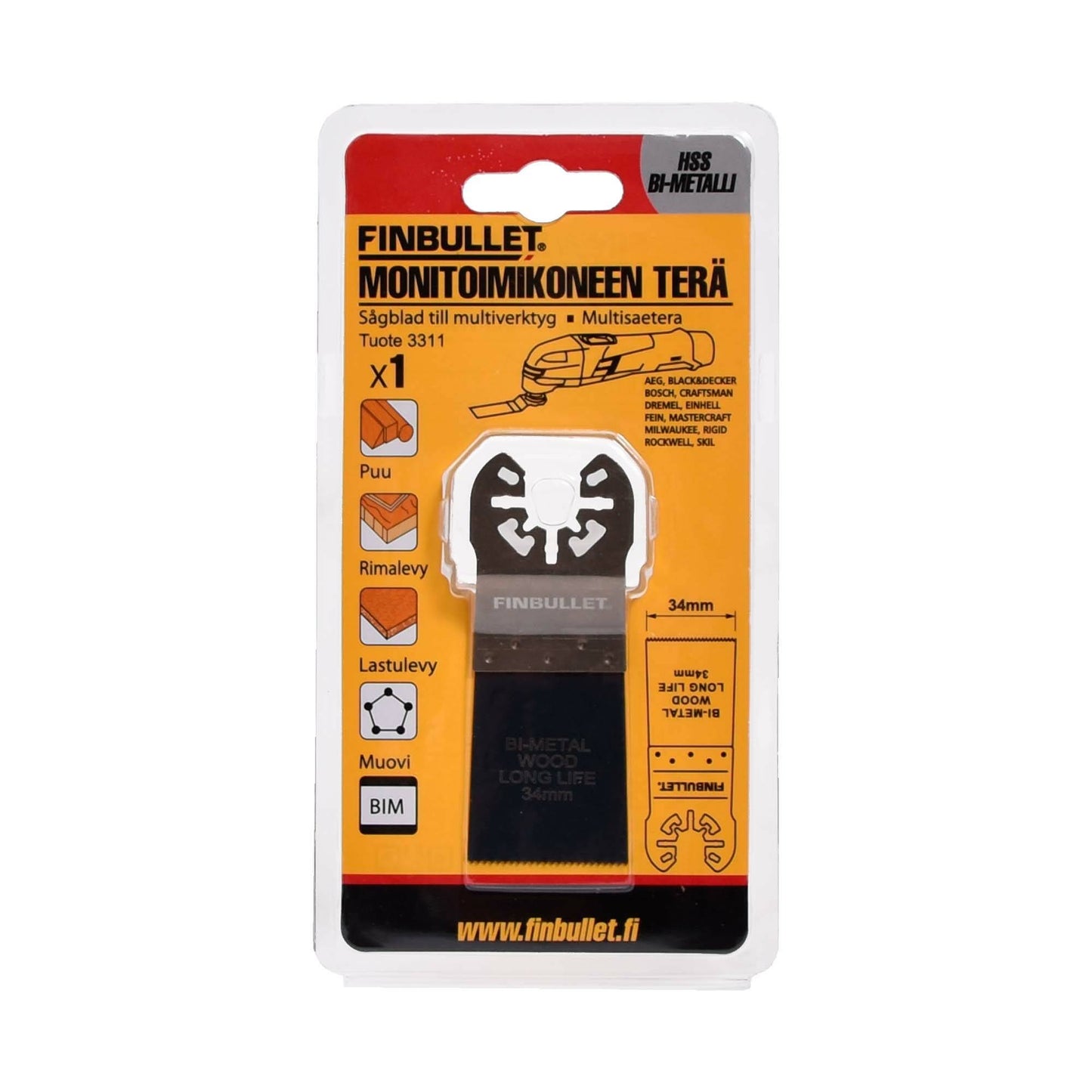 Finbullet Monitoimikoneen terä Bi-M2 34mm
