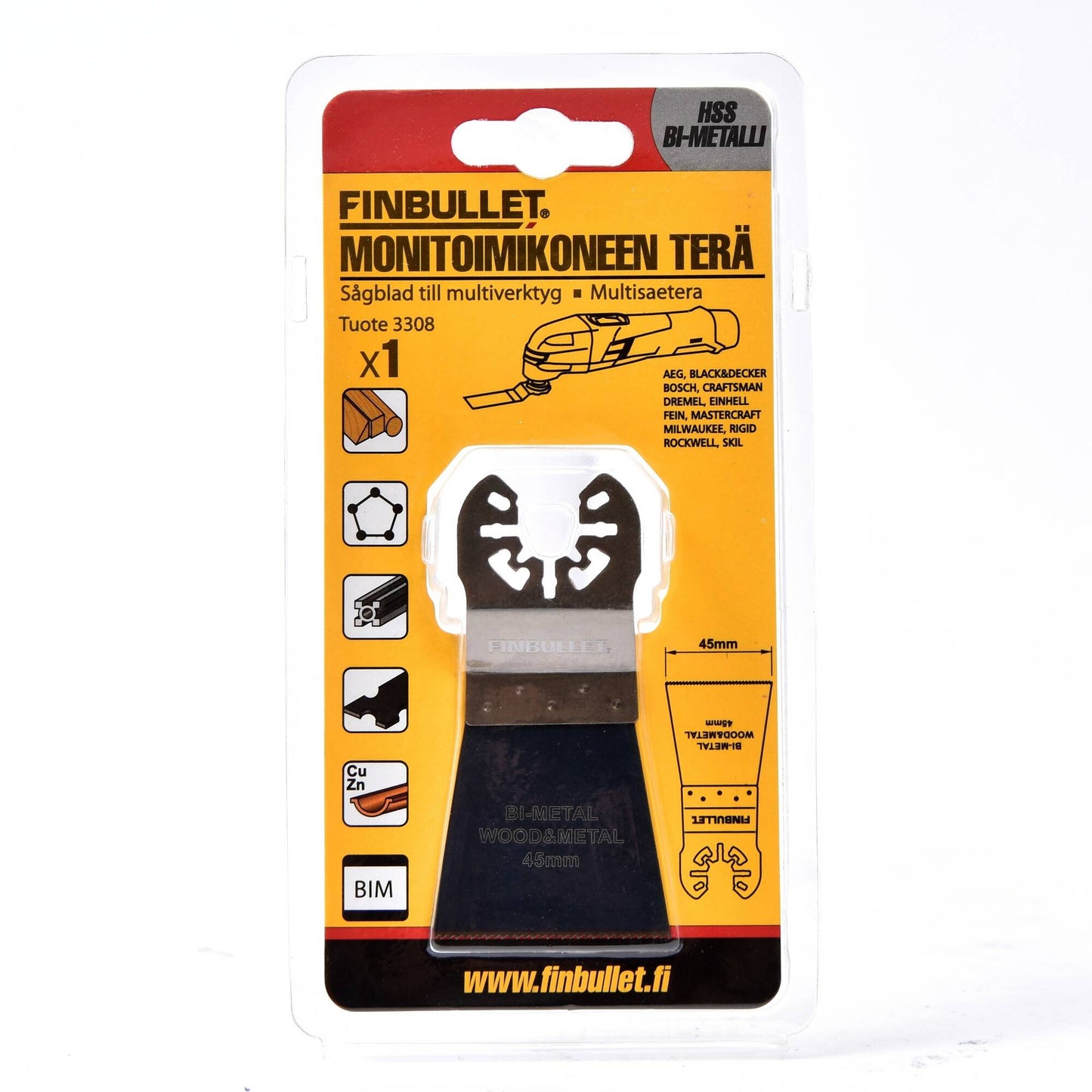 Finbullet Monitoimikoneen terä Bi-Metal 45mm