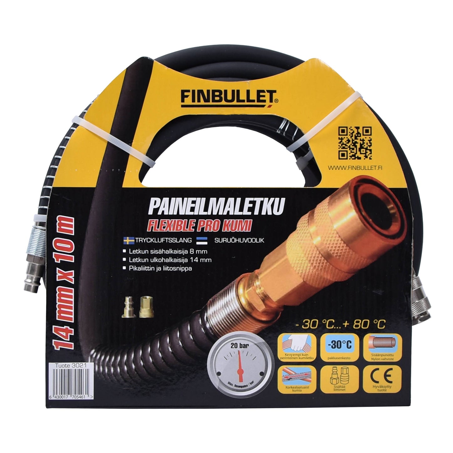 Finbullet Compressed air hose 10m x 8/14mm Rubber hose