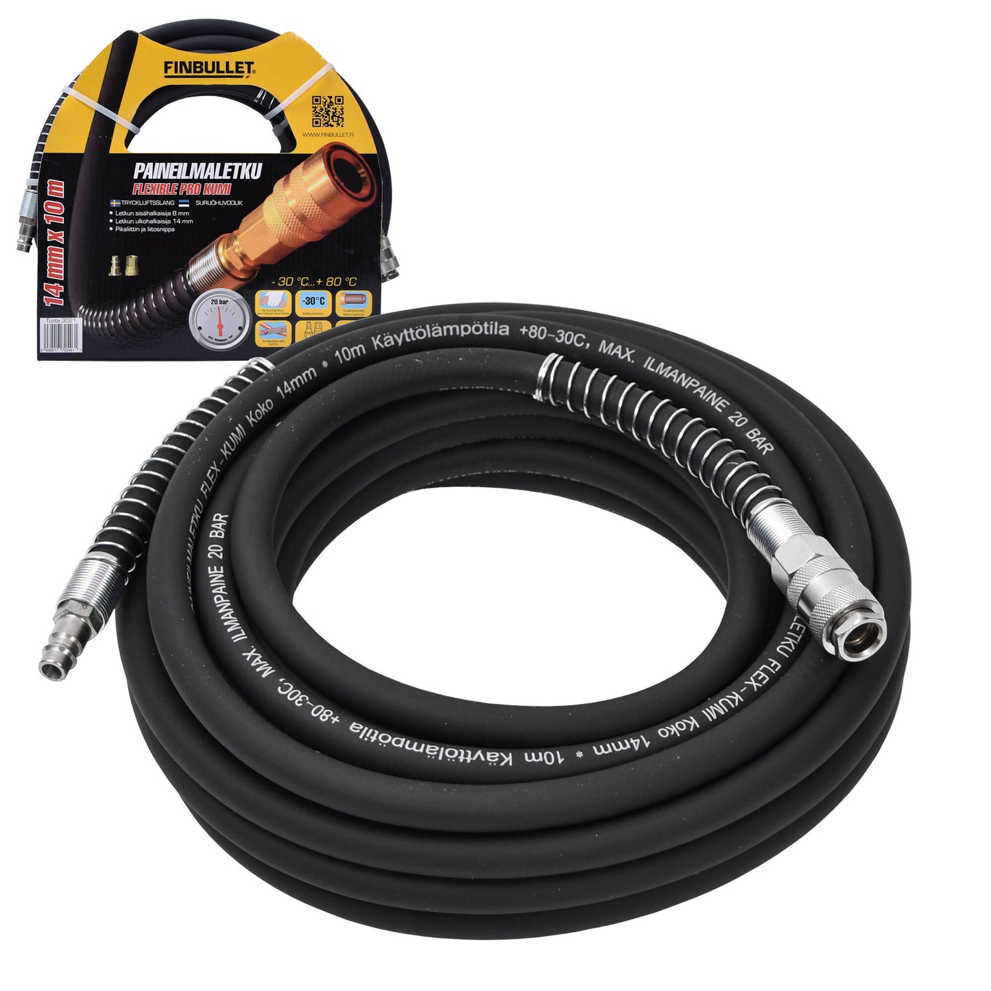 Finbullet Compressed air hose 10m x 8/14mm Rubber hose