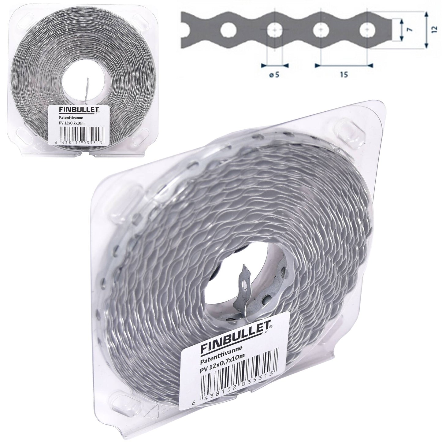 Finbullet Patenttivanne 12mm x 0,7mm x 10m
