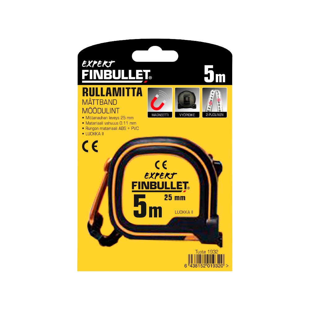 Finbullet Ruler 5m x 25mm double-sided