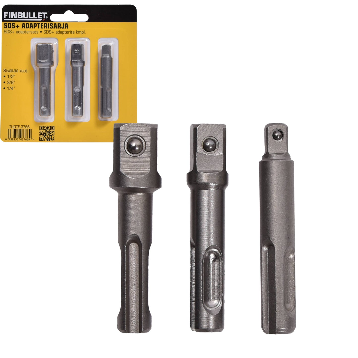 Finbullet SDS+ adapter set 1/4" 3/8" 1/2"