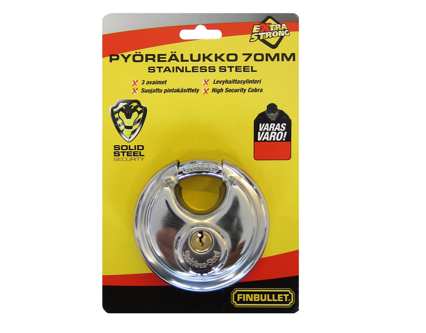 Finbullet Teräslukko 70mm pyöreä