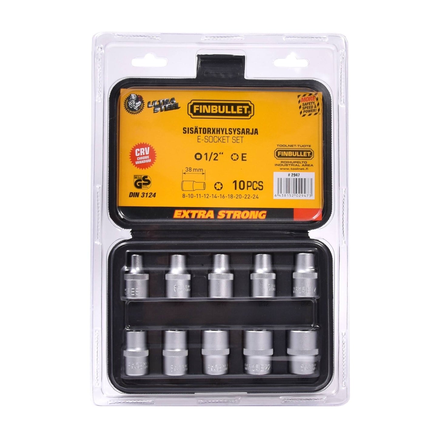 Finbullet Torx socket set inner 1/2" 10-pcs
