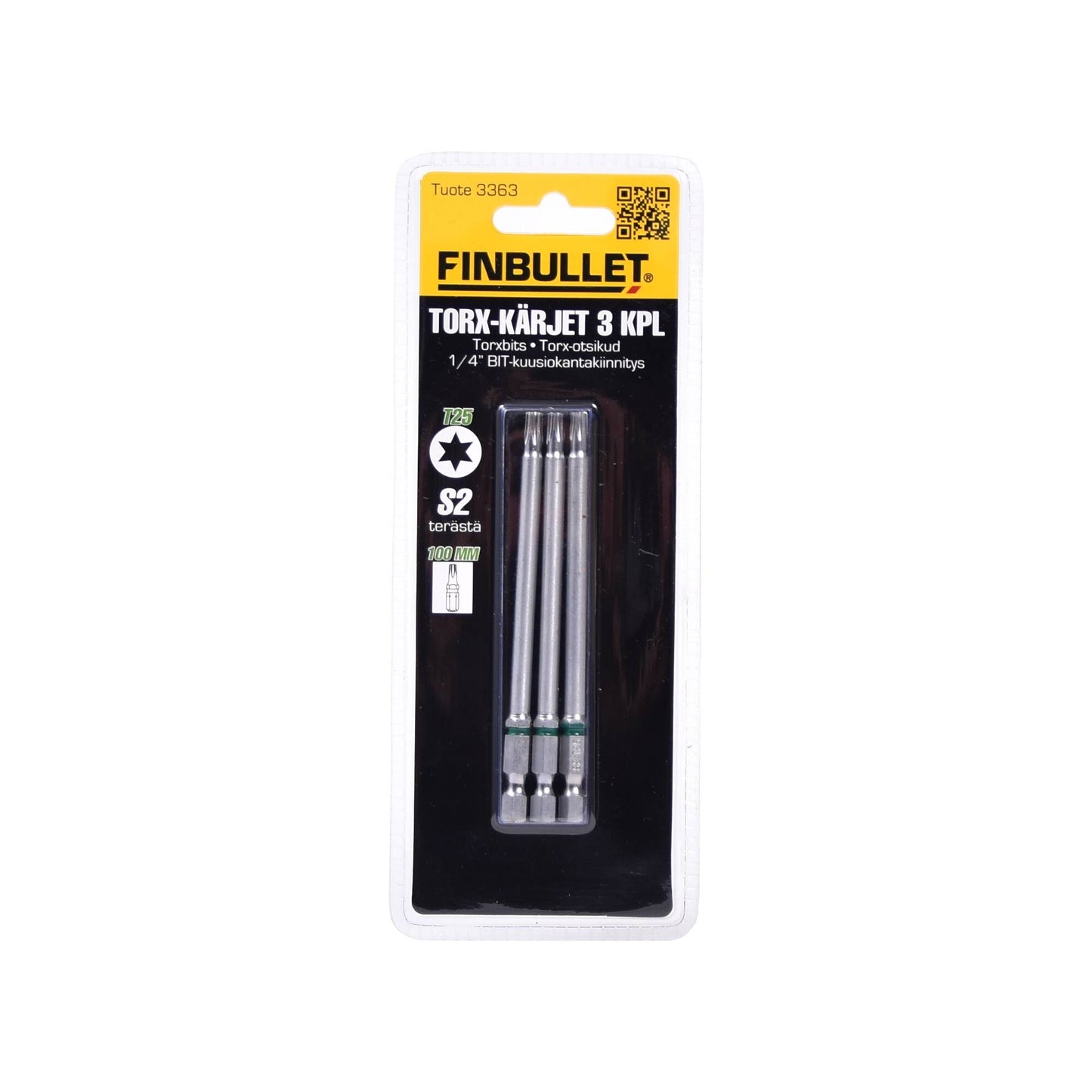 Finbullet Torx bit set 3 pcs 1/4" T25 x 100 mm