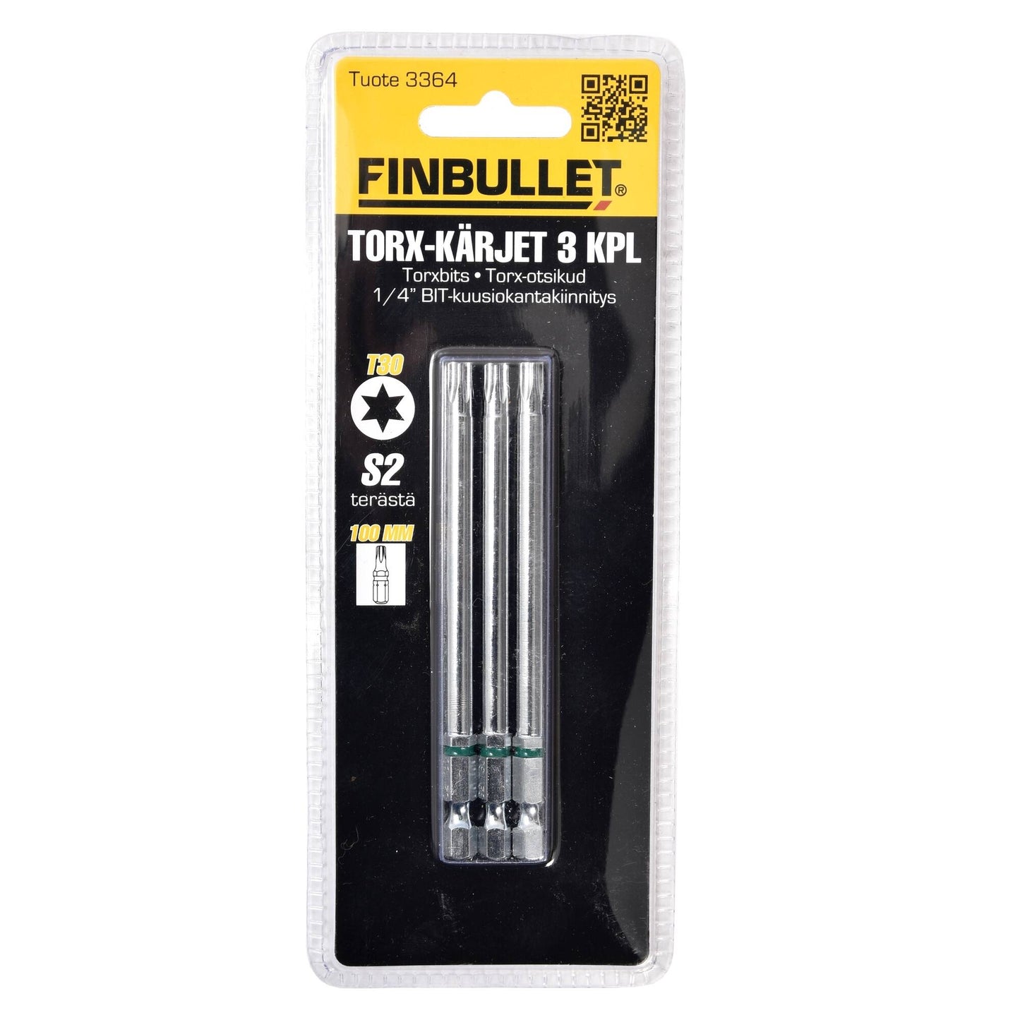 Finbullet Torx bit set 3 pcs 1/4" T30 x 100 mm