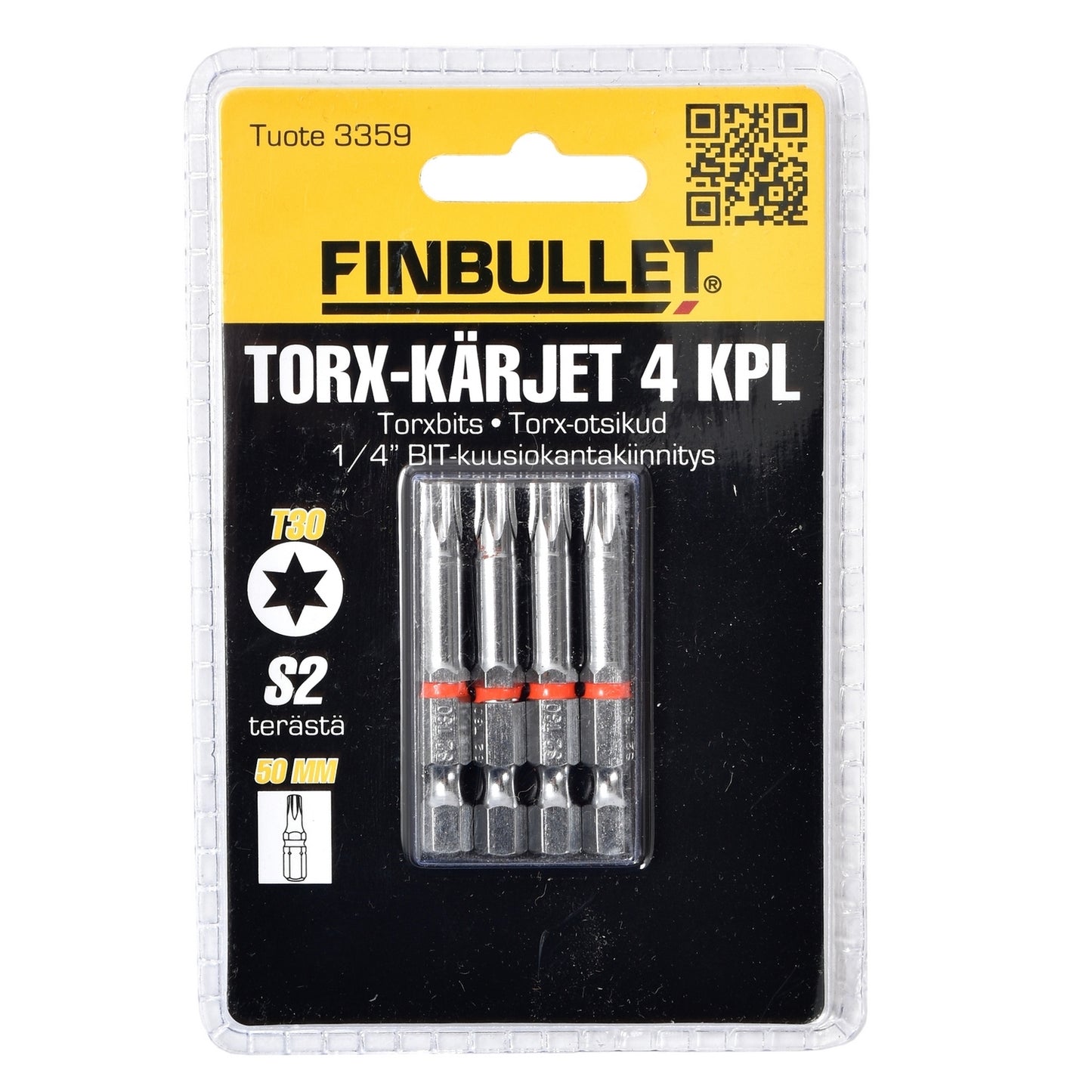 Finbullet Torx bit set 4 pcs 1/4" T30 x 50 mm