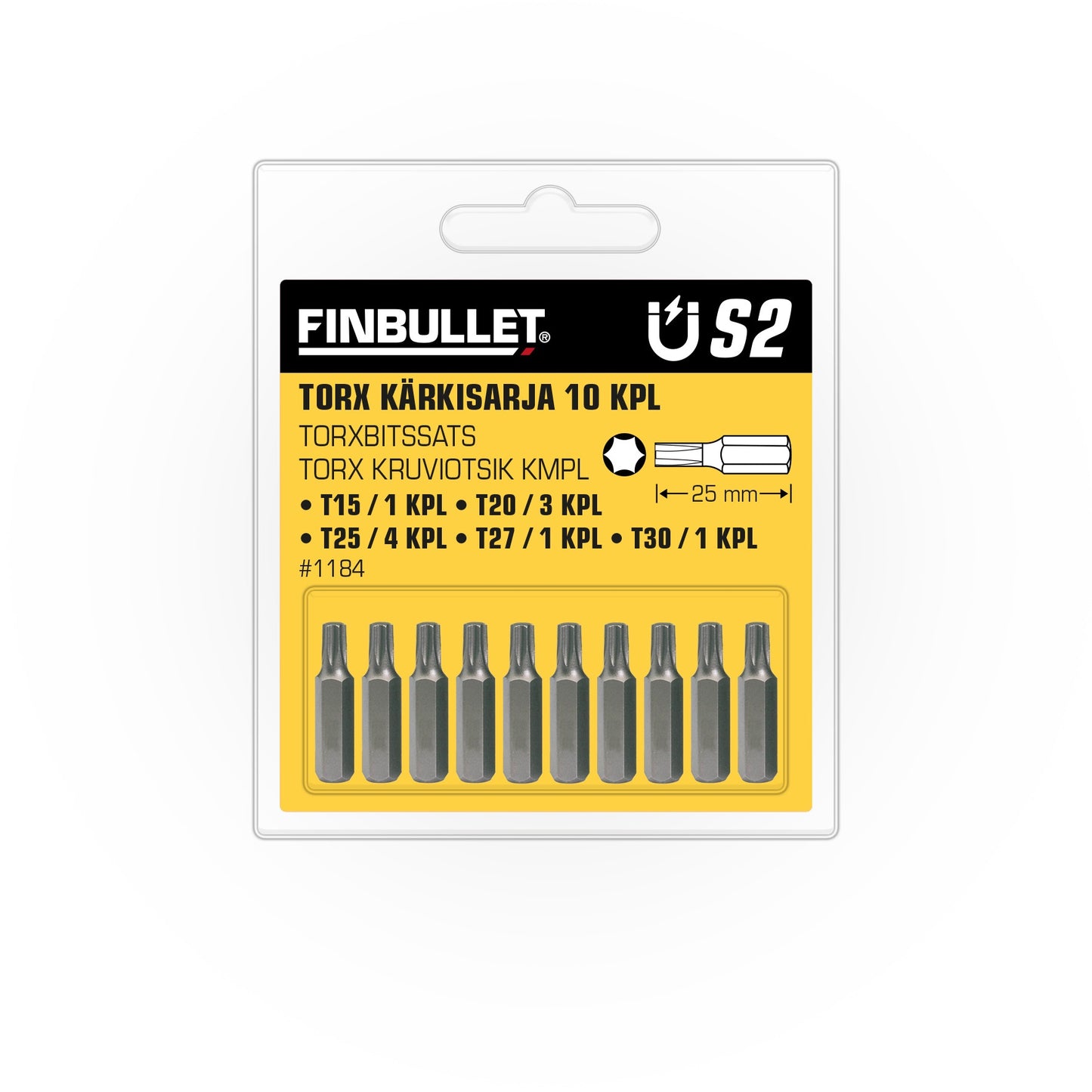 Finbullet Torx bit set T15-T30 10-piece S2
