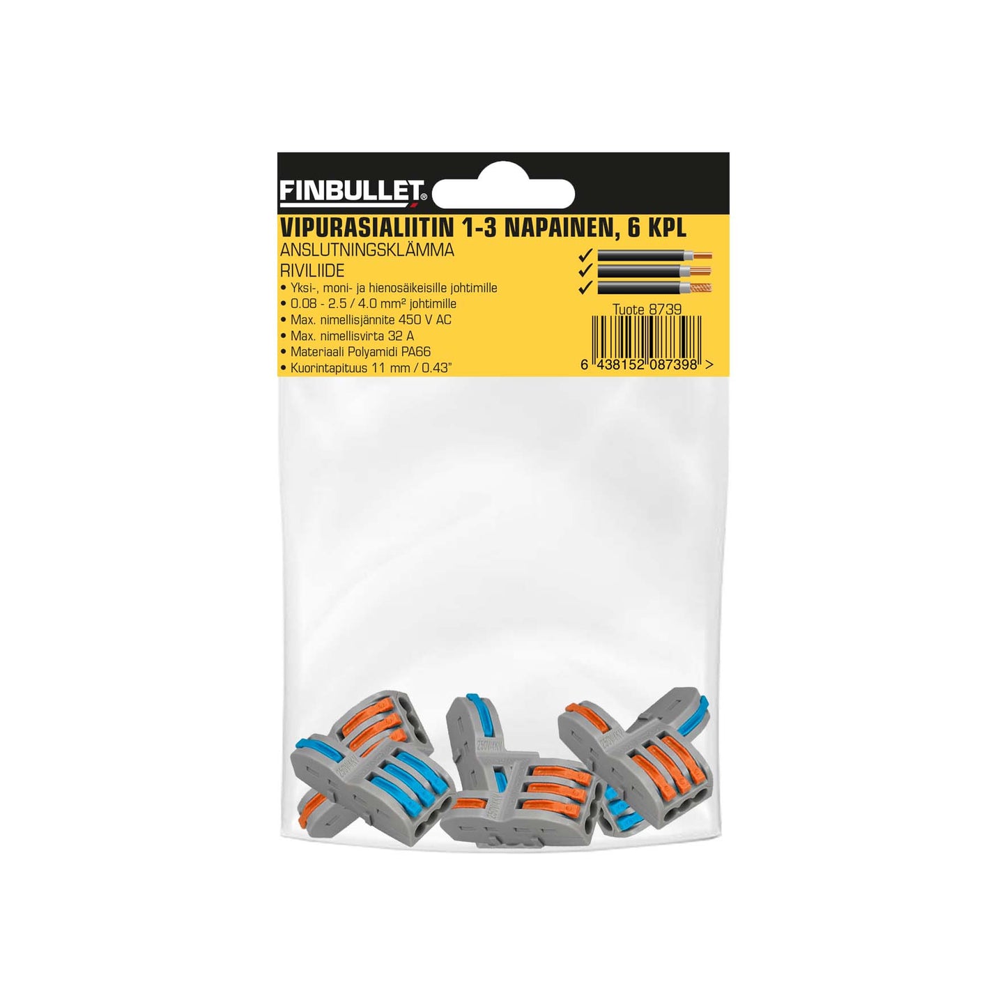 Finbullet Rocker socket connector 1-3 pole 6 pcs