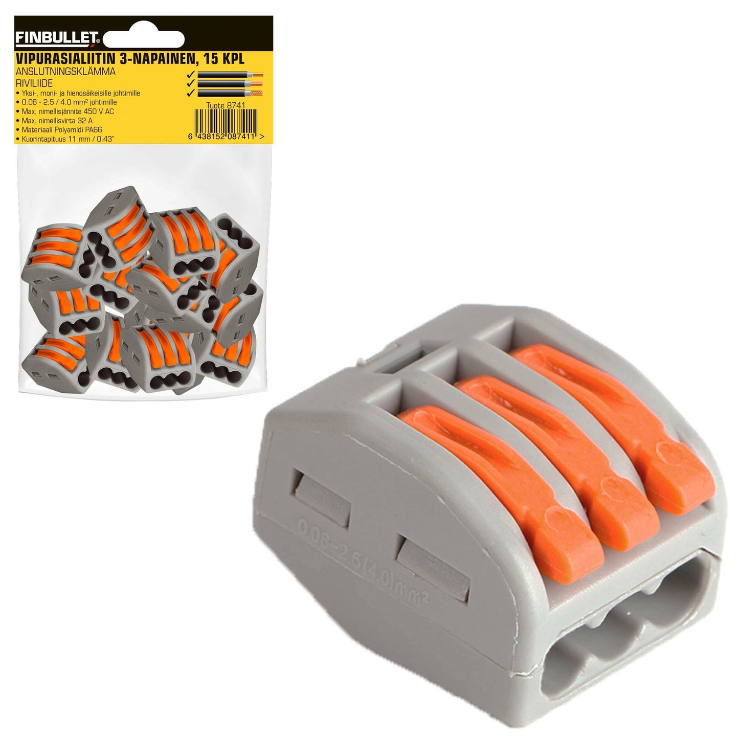 Finbullet Rocker socket connector 3-pole 15 pcs
