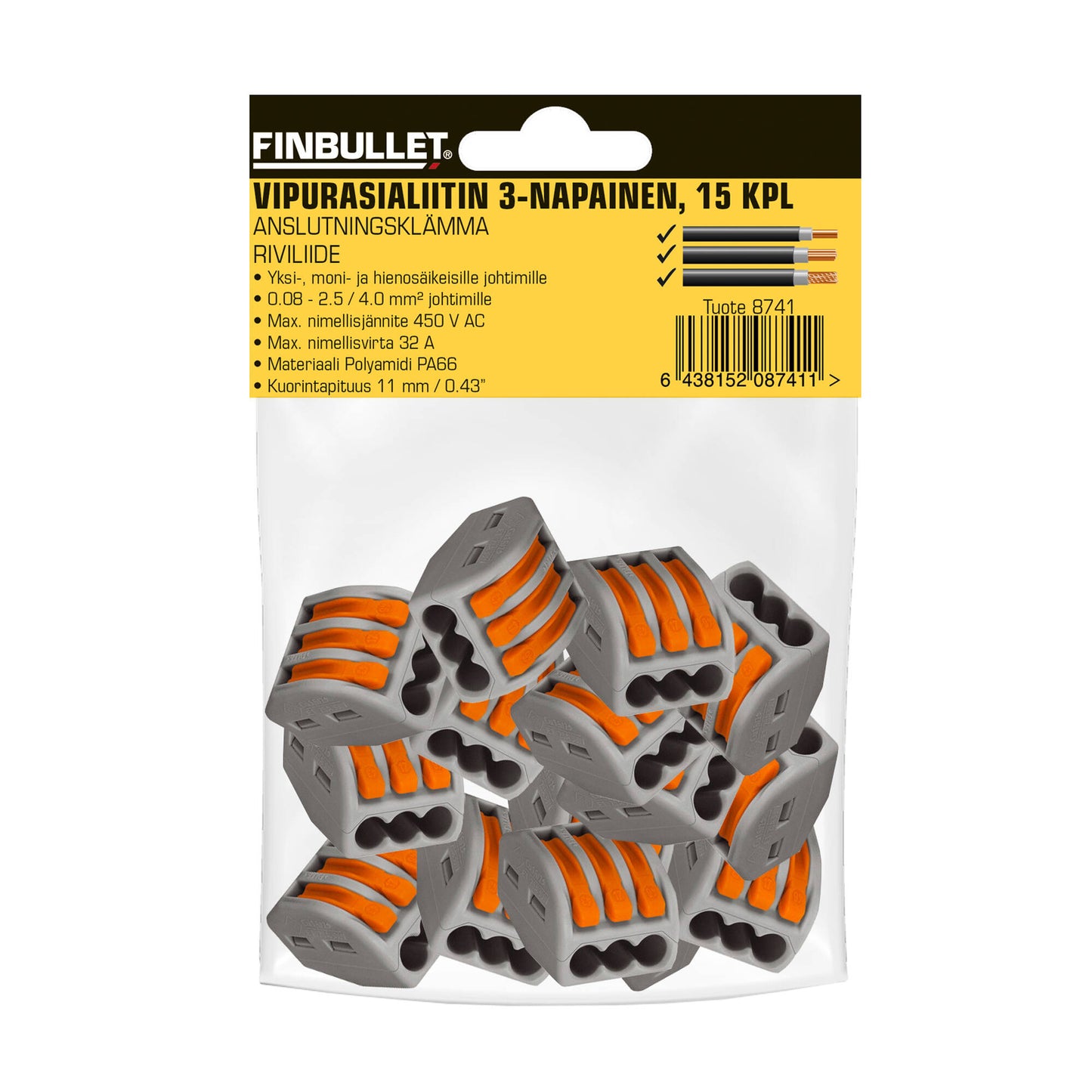 Finbullet Rocker socket connector 3-pole 15 pcs