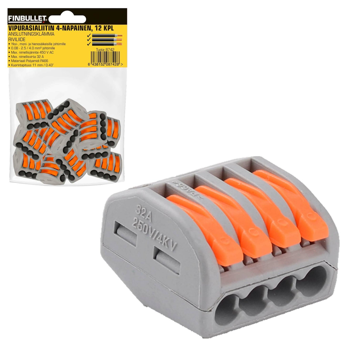 Finbullet Rocker socket connector 4-pin 12 pcs