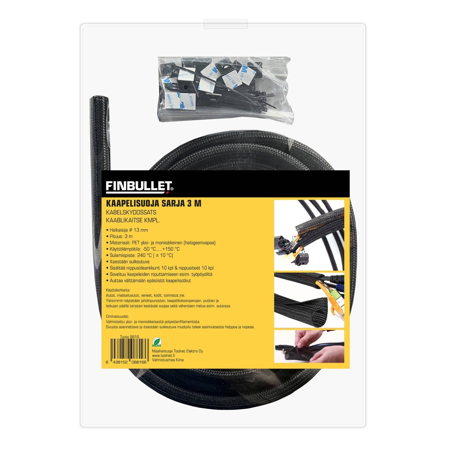 Kaapelisuoja sarja 13 mm x 3 m