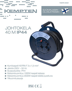 Kempten Cable reel 40m, 3x1.5mm²