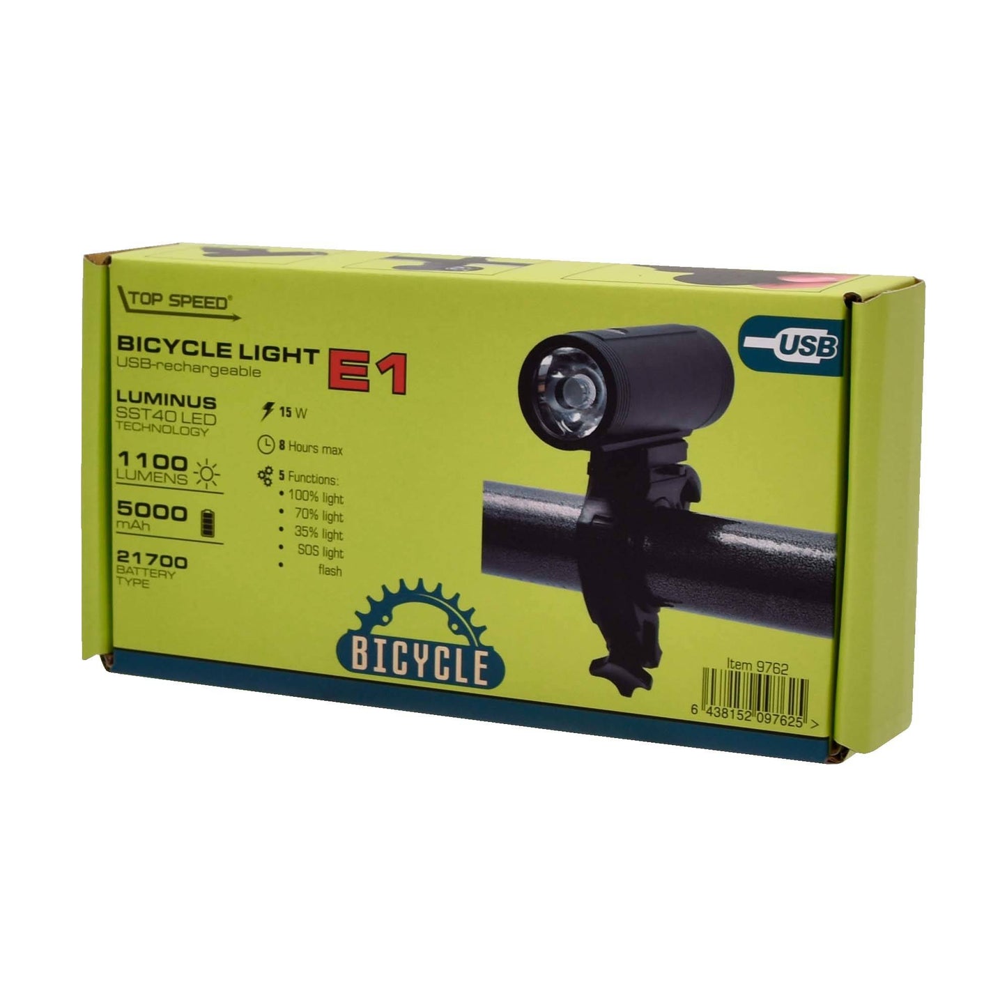 Top Speed Bicycle front light 1100lm 15 W