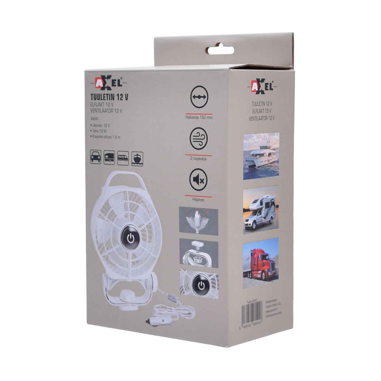 Tuuletin 12VDC 10W 150mm 4.1m/s ABS Marine