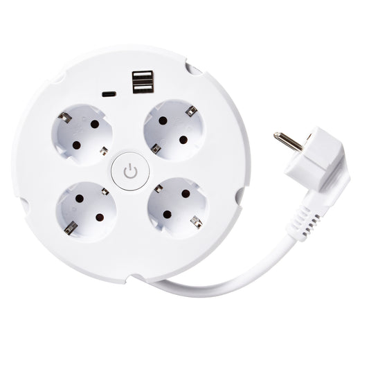 Jatkopistorasia 4-osainen 1 x USB-C 2 x USB-A 4 x Schuko