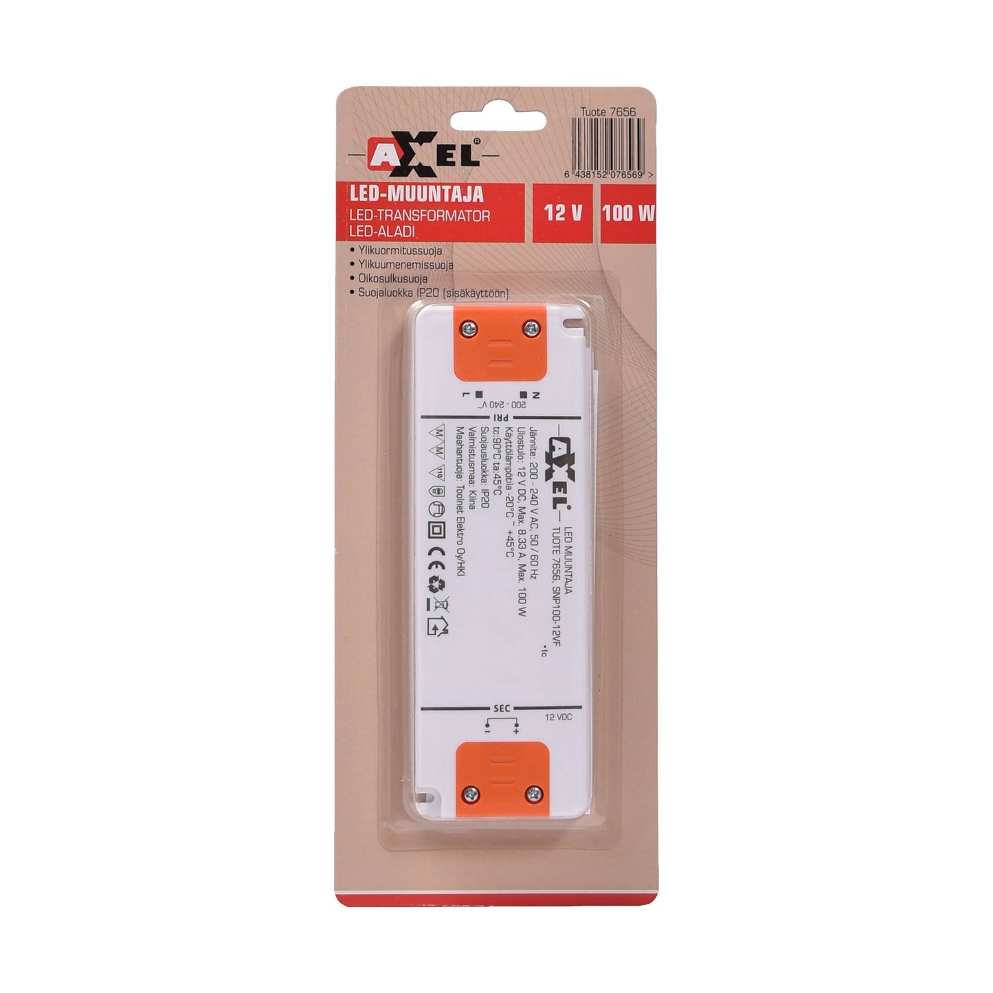 AXXEL LED muuntaja 220-240V 100W 12VDC