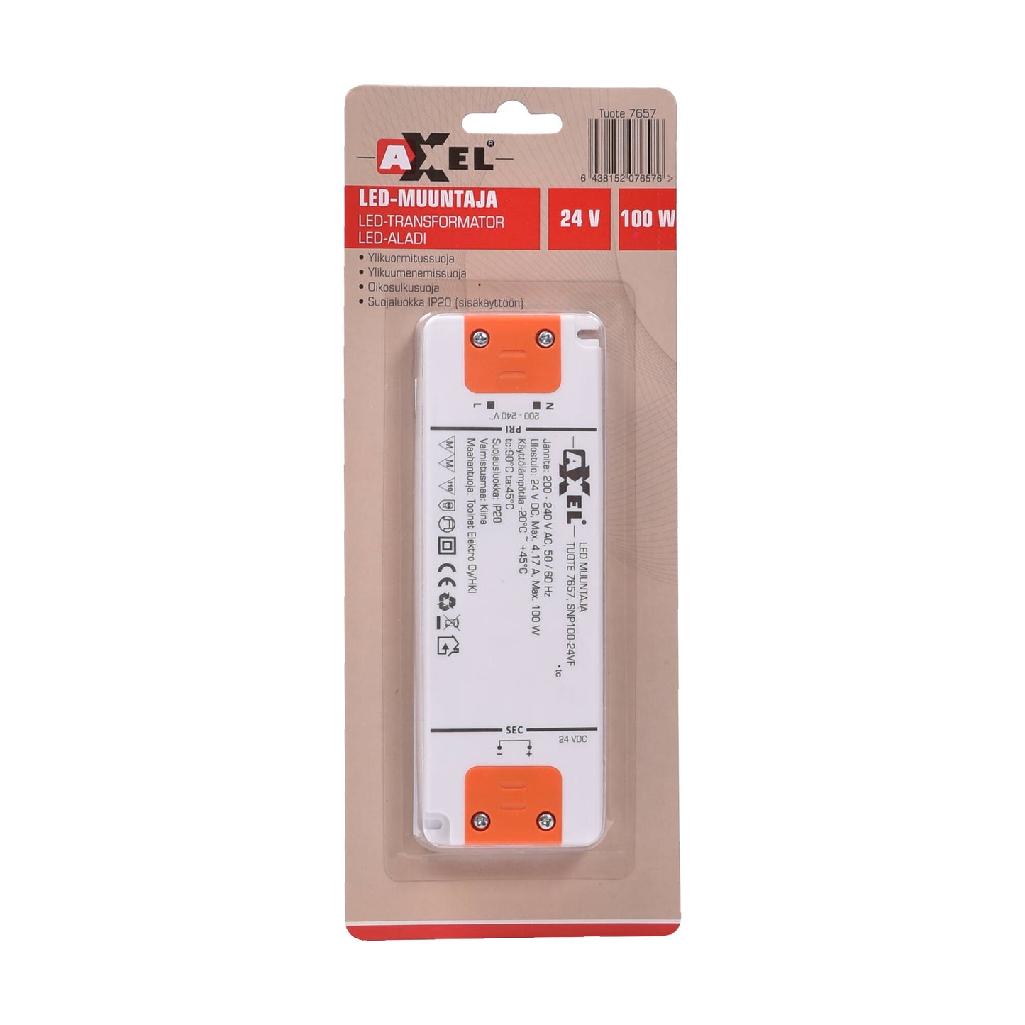 AXXEL LED muuntaja 220-240V 100W 24VDC