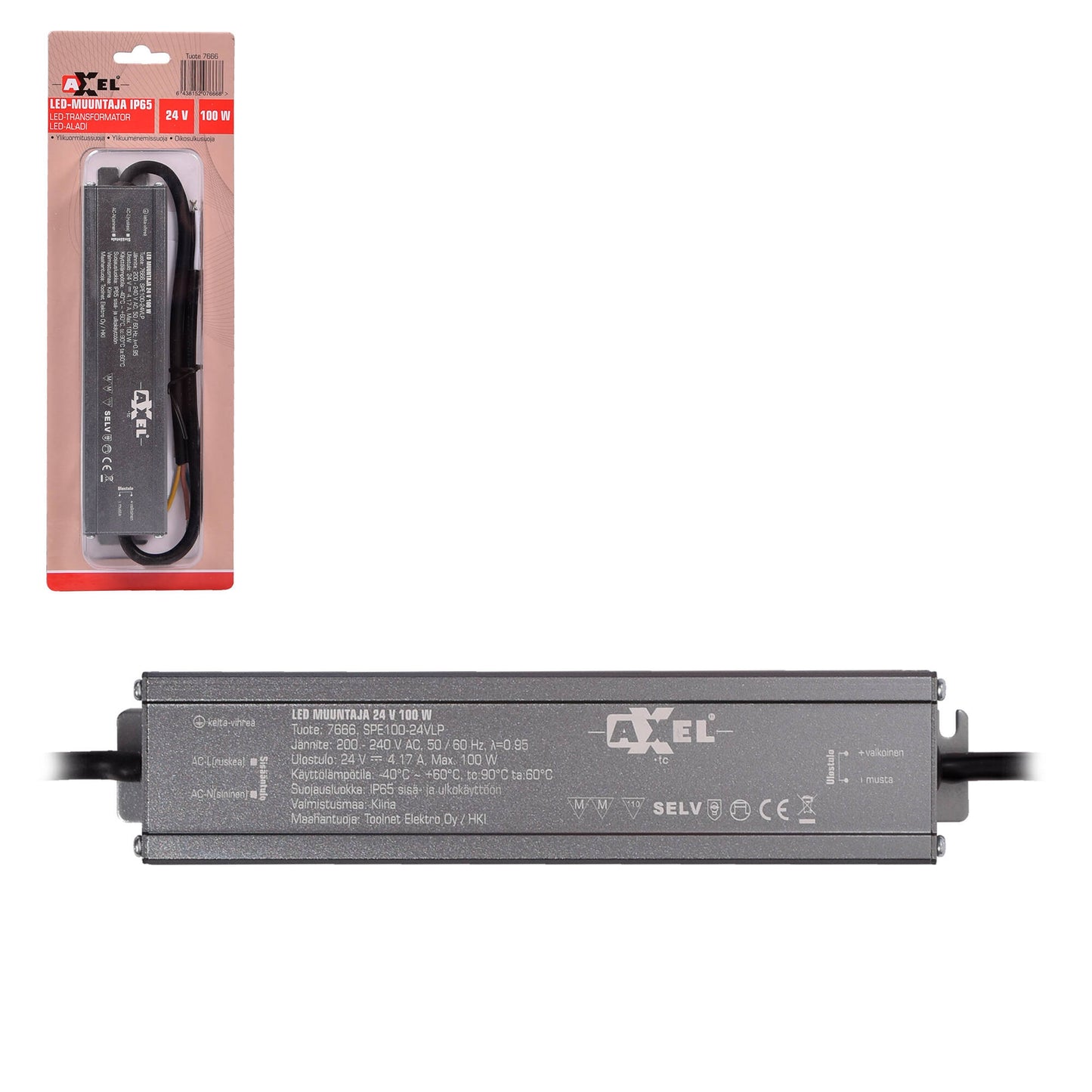 AXXEL LED muuntaja 220-240V 100W 24VDC