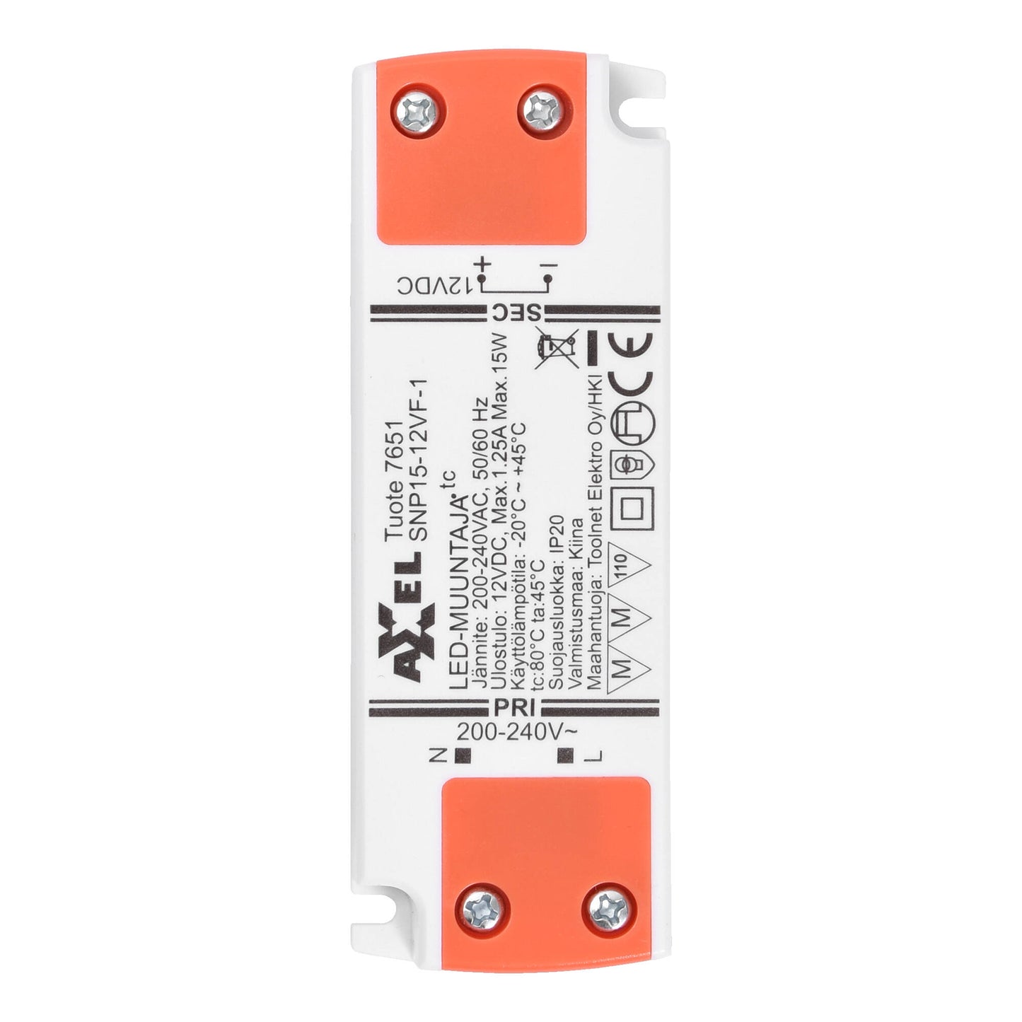 AXXEL LED muuntaja 220-240V 15W 12VDC