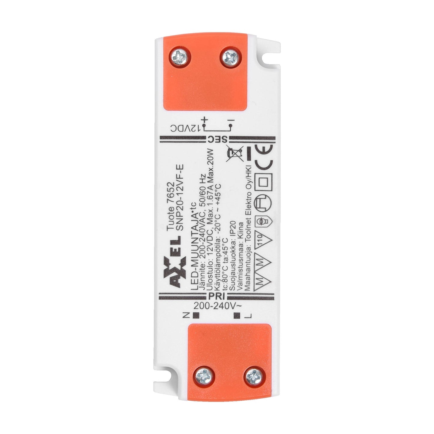 AXXEL LED muuntaja 220-240V 20W 12VDC