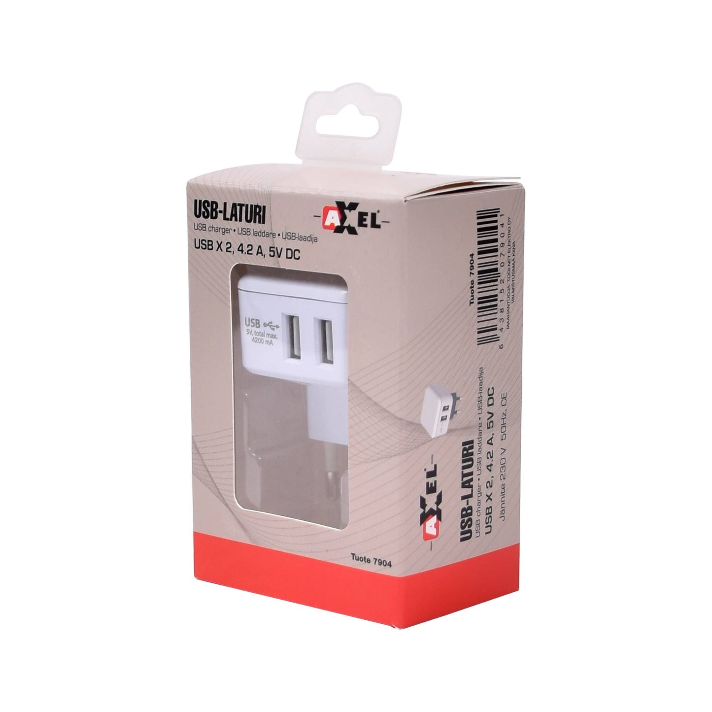 Axxel USB-laturi 2 paikkaa 4.2A 230V