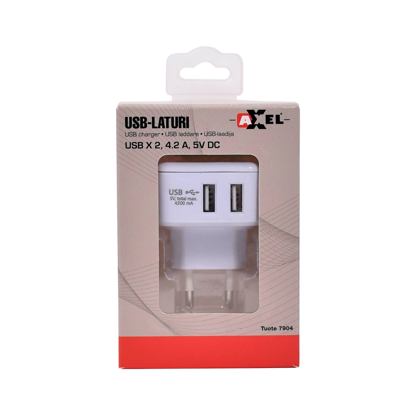 Axxel USB-laturi 2 paikkaa 4.2A 230V