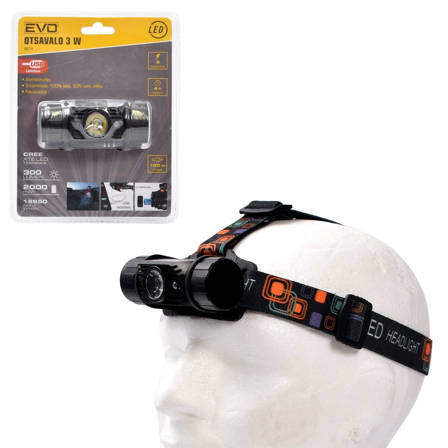 EVO LED headlamp 3W rechargeable