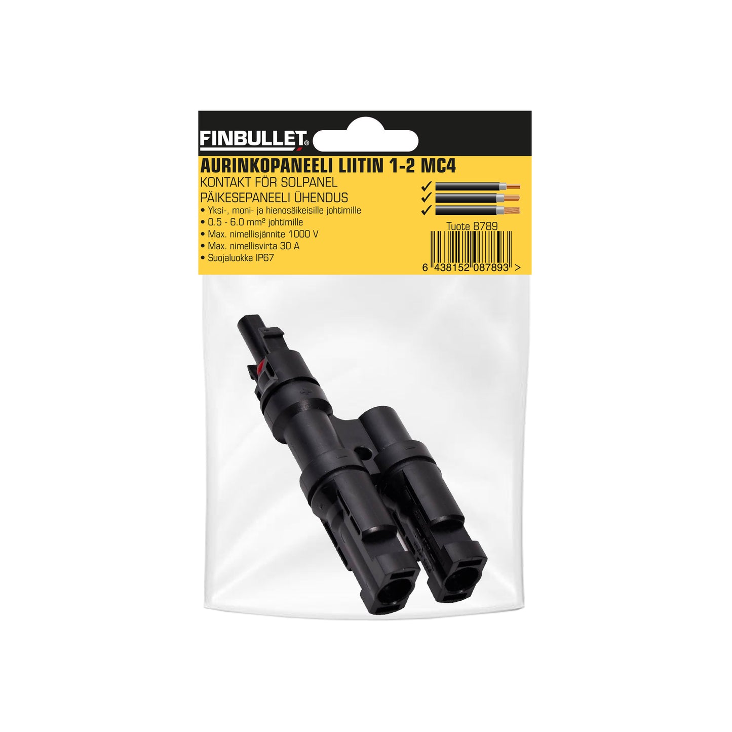 Finbullet Solar panel connector 1-2 MC4 30A