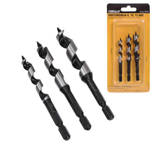 Finbullet Bit machine wood drill set 8-12 mm 3-piece