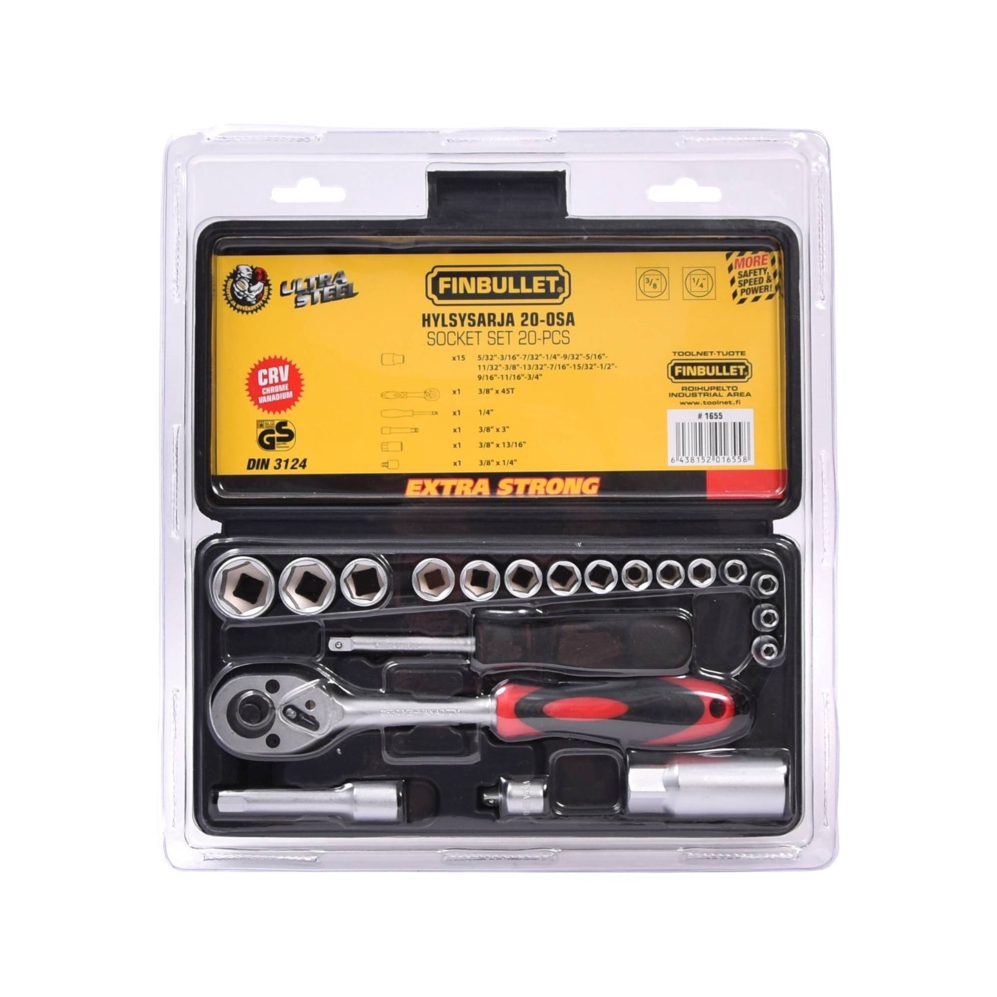 Finbullet Socket set 3/8" 20 pcs