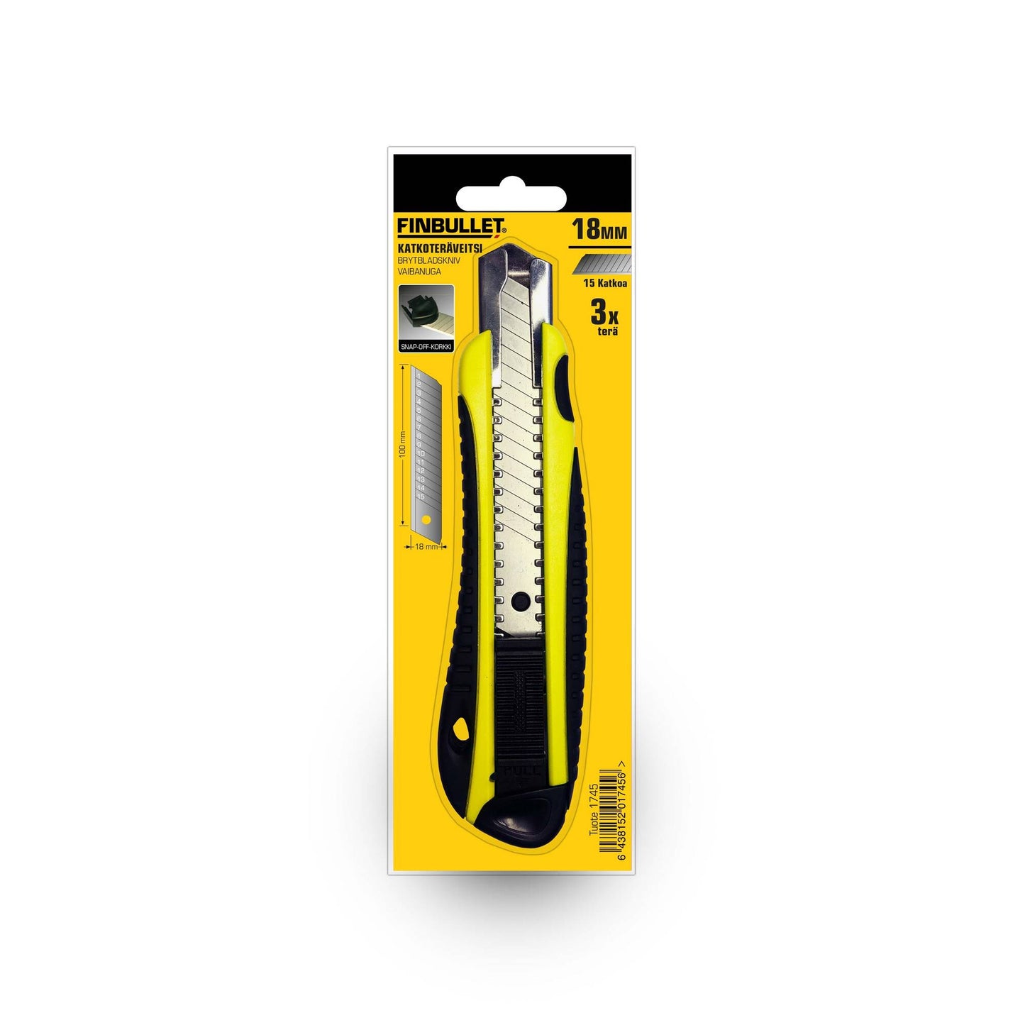Finbullet Katkoteräveitsi 18mm 3kpl