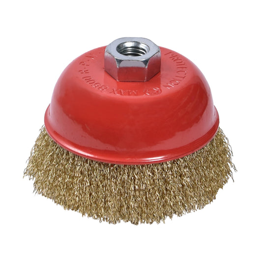 Finbullet Cup brush brass plated for angle grinder 100 mm M14