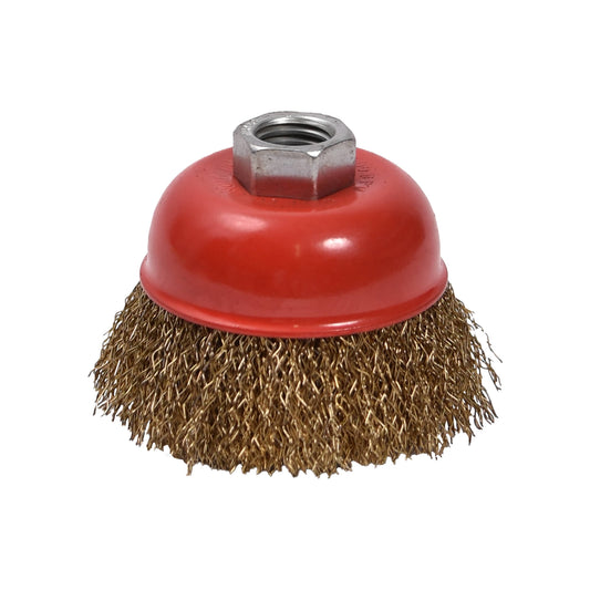 Finbullet Cup brush brass plated for angle grinder 65 mm M14