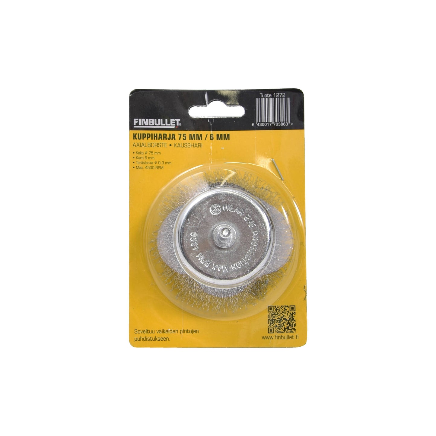Finbullet Cup brush 75mm Spindle 6mm