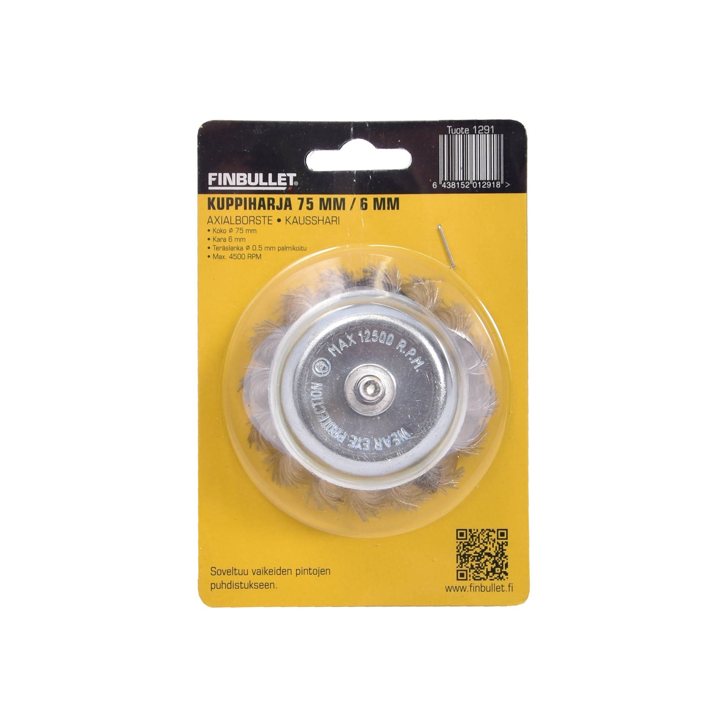 Finbullet Cup steel brush set 75mm spindle 6mm