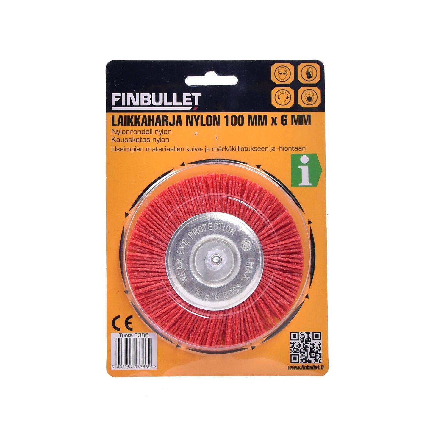 Finbullet Laikkaharja nylon 100 mm x 6 mm