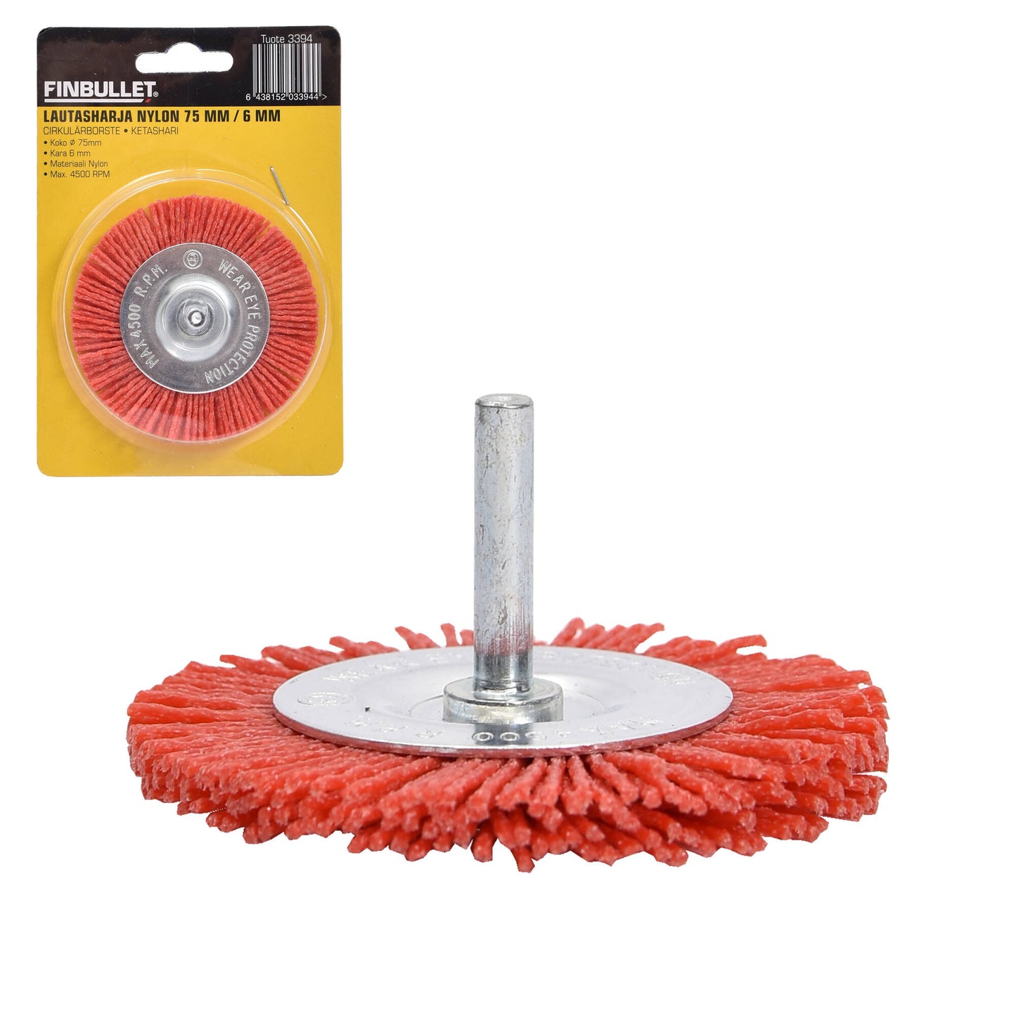 Finbullet Lautasharja nylon 75mm Kara 6 mm