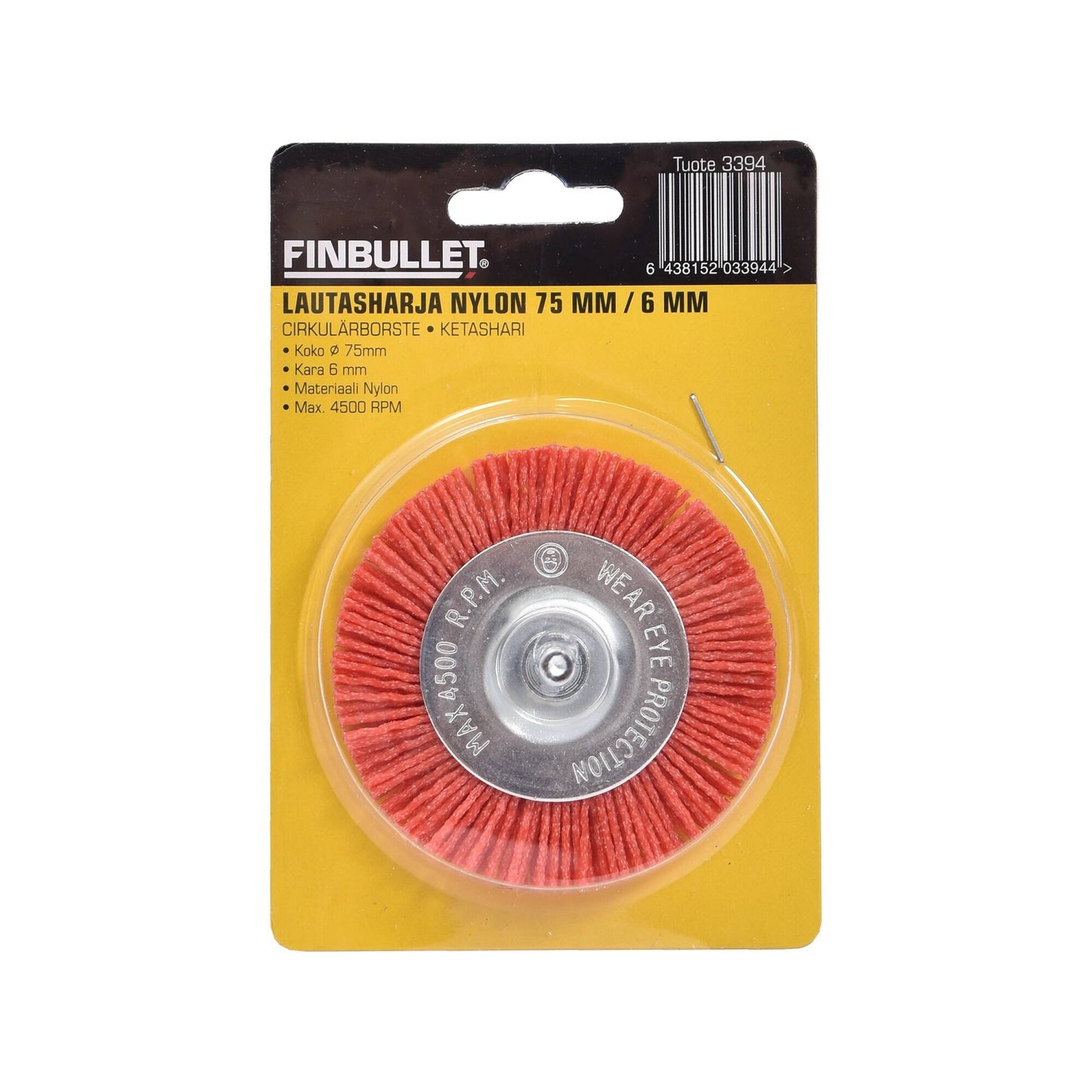 Finbullet Lautasharja nylon 75mm Kara 6 mm